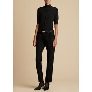 KHAITE Kyle Straight Cotton Denim Jeans‎ in Wilcox Black in Wilcox Size 28